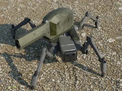 Spider Battle Robot Low-poly 3D model