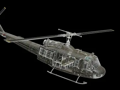 UH-1H Huey - Bell 204-5 Fire and Rescue Helicopter Low-poly 3D model