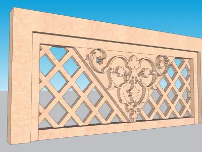 indian jodhpuri stone railing 3D model