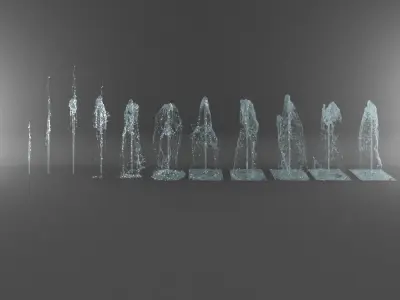 Water Jet Exterior Fountains Pack 3 3D model