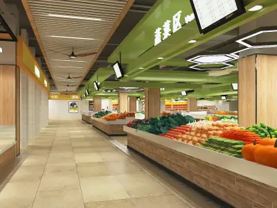 Food Market or Grocery Store or Supermarket 3D model