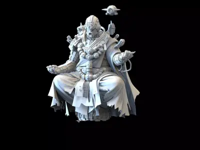 Sci-Fi Cyber Monk STL Tabletop Wargame Miniature Character 3D print model