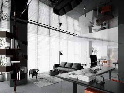 Modern Office Interior Design Scene 3D model