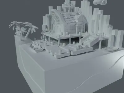 Pirate Den Low-poly 3D model