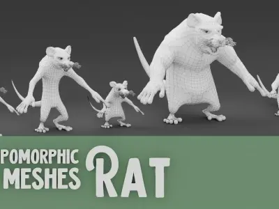 Anthro Rat Basemesh Collection Free 3D model