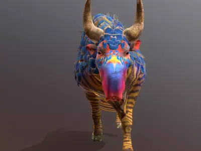 Mythical Zebra COW RUNNING animal 3D model