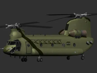 Boeing CH-47 chinook rotor system  Low-poly 3D model