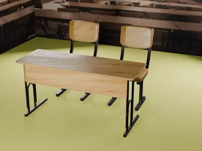 School desks Free 3D model