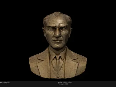 Low Poly Bronze Statue Ataturk 2 Low-poly 3D model