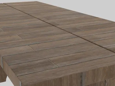 Wooden Bench Chair with Textures Low-poly 3D model