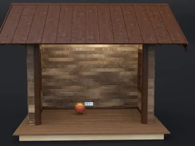 EUROPEAN COMMERCIAL WOODEN BUILDING STALL 2024-001 3D model