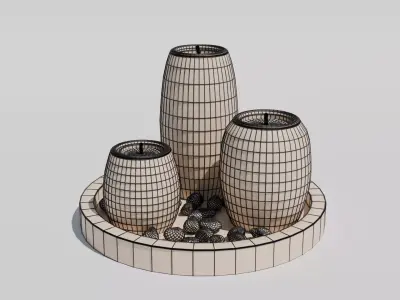 Set de Bougies Zen Modele 3D decoratif Textures PBR FBX OBJ Free 3D model