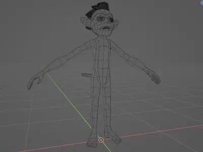 Monkey cartoon with hair Free 3D model