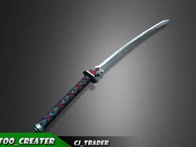 Fantasy Samurai Sword Low-Poly 3d model Low-poly 3D model