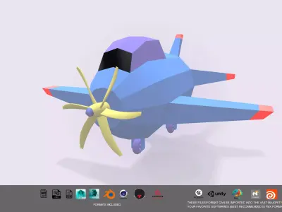 Low Poly stylized aircraft 3d model Low-poly 3D model