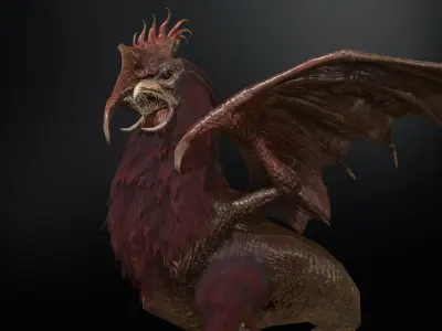  Kurolisk is an ancient Slavic monster Low-poly 3D model