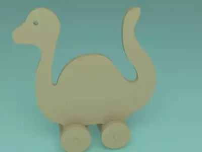 toy wooden Apatosaurus dinosaur 3D model