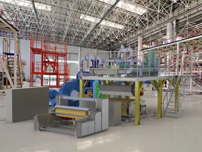 Melt-blown fabric production Assembly Line 3D model