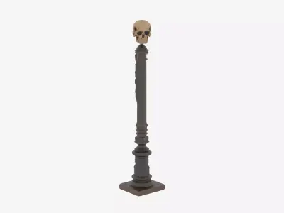 3D Detailed Gothic Wrought Iron Lantern with Skull 3D model