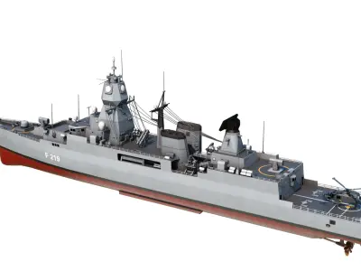 German navy F124 Sachsen-class frigate Low-poly 3D model