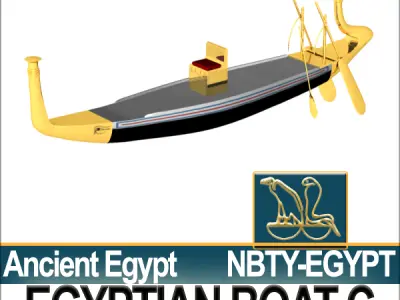 Ancient Egypt Rowboat C Pharaoh Royal Boat 3D model