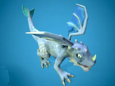 cartoon frost dragon Low-poly 3D model