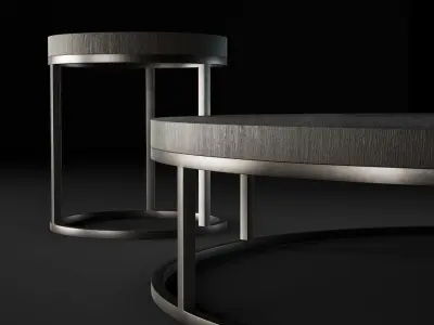 RH Nicholas Round Side and Coffee Modern Tables Free 3D model