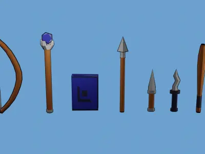 Pack of 10 fantasy weapons low poly Free low-poly 3D model