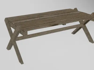 Old Wood Table Low-poly 3D model