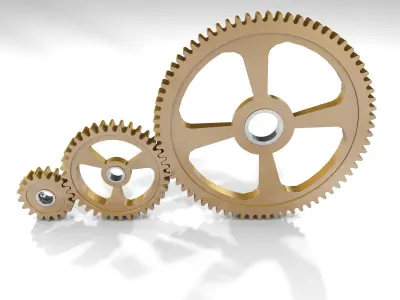 Cogwheels brass 3D model