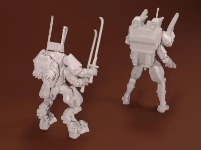 28mm Infantry Support Mech Kit - Praetorian 3D print model