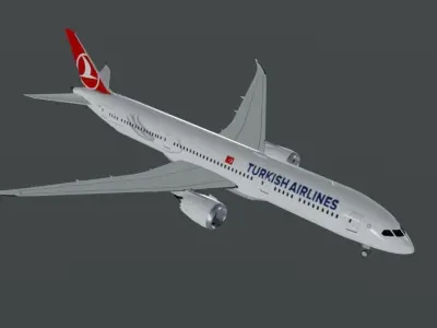 Turkish Airlines Boeing 787-9 dreamliner Low-poly 3D model