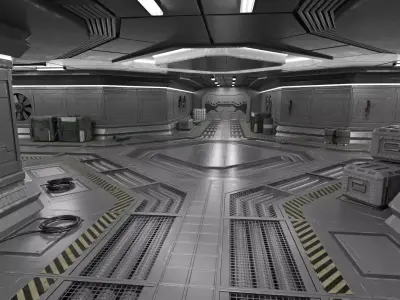 Space Ship Hallway Low-poly 3D model