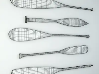 Vintage Oars and Paddles 3D model