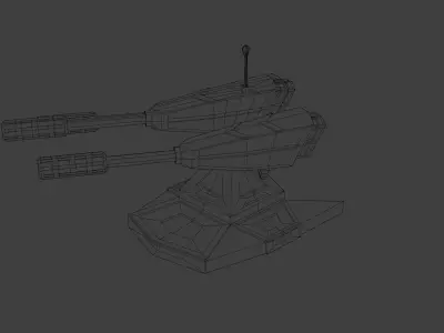 Tower Defense Cannon Low-poly 3D model