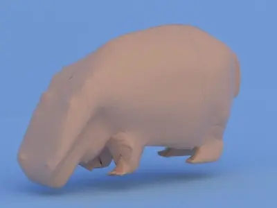 Low-poly hippo paper hippopotamus Free low-poly 3D model