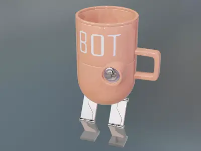 Cup -Bot  Mug  Cute Robot Mug 3D Model  Game Ready Low Poly  Low-poly 3D model