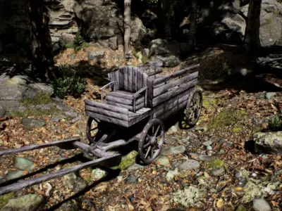 Medieval Horse Cart - Carriage Low-poly 3D model