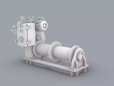 Hydraulic Winch Low-poly 3D model