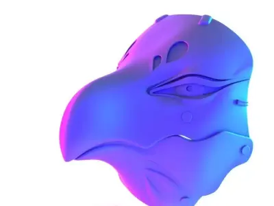 White Tengu Bird Red Beak Mask toy 3D print model