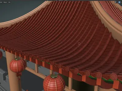 Chinese Gate Tower 01 Low-poly 3D model