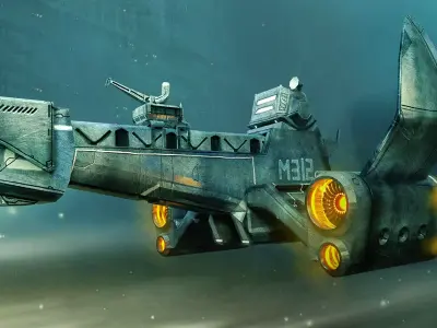 Cargo Sci fi Spaceship Free low-poly 3D model