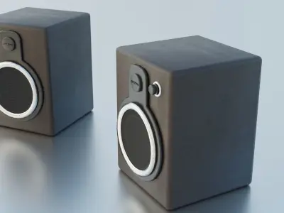 Modern Wooden Speakers Low-poly 3D model