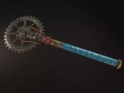 Cogwheel Axe Low-poly 3D model