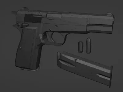 low-poly FN Browning Hi-Power Free low-poly 3D model