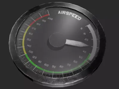 Simple airspeed guage Low-poly 3D model
