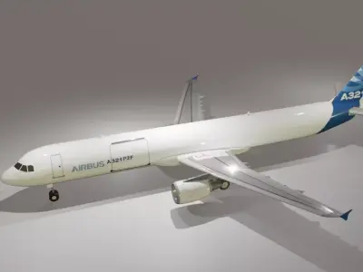 Airbus a321 p2f freighter low poly  3D model