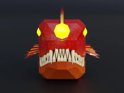 Cartoon anglerfish low poly Roblox game pet  Blender Low-poly 3D model