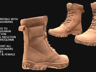 Tactical Boots 23 - All MH Bodies and UE5 Skeletons - Rigged Low-poly 3D model
