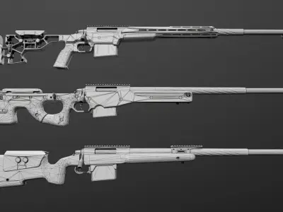 Remington 700 Sniper Rifle Low-poly 3D model